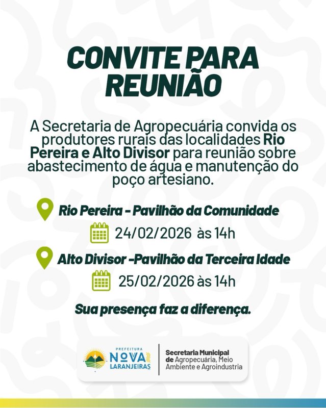 Reuniões sobre o abastecimento de água e a manutenção do poço artesiano